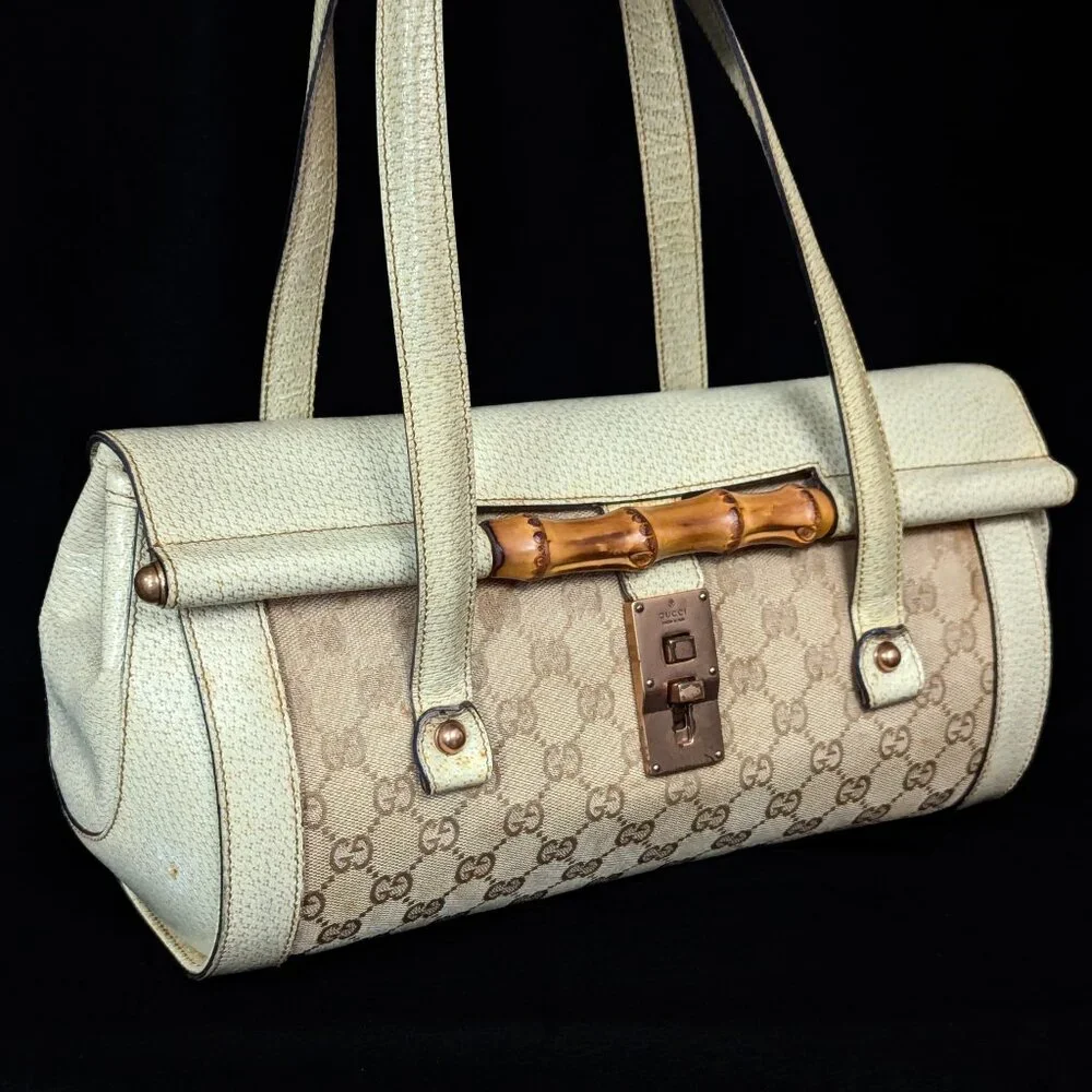 GUCCI Bamboo 1947 Bullet Bag - Off White - Picture 1 of 16